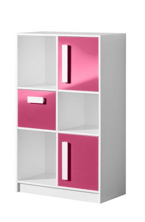 Chest of drawers Walter 07, Colour: White / Pink high gloss - 133 x 80 x 40 cm (h x w x d)