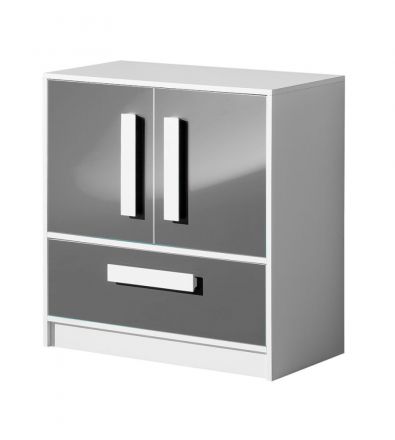 Chest of drawers Walter 08, Colour: White / Grey high gloss - 85 x 80 x 40 cm (h x w x d)