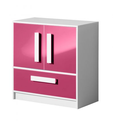 Chest of drawers Walter 08, Colour: White / Pink high gloss - 85 x 80 x 40 cm (h x w x d)