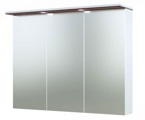 Bathroom - Mirror cabinet Bijapur 12, Colour: Red Glossy - 73 x 91 x 14 cm (H x W x D)