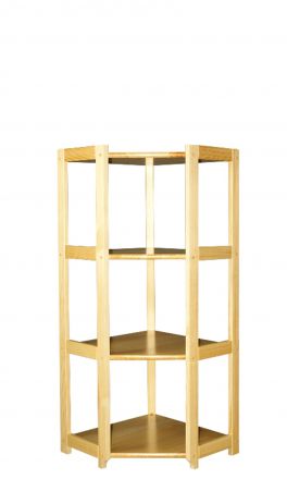 Tall 150cm Corner Unit 006, solid pine wood, clearly varnished - H150 x W74 x D60 cm 
