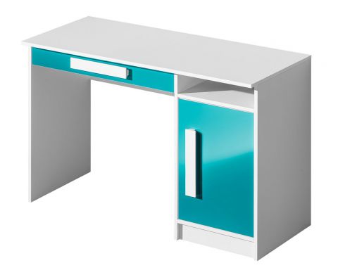 Children's room - Desk Walter 09, Colour: White / Blue high gloss - 80 x 120 x 50 cm (h x w x d)