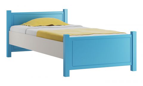 Children's bed solid pine wood white blue 001 includes slatted frame - Dimensions 80 x 200 cm 