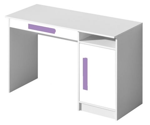 Children's room - Desk Walter 09, Colour: White high gloss / Purple - 80 x 120 x 50 cm (h x w x d)