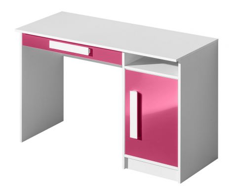 Children's room - Desk Walter 09, Colour: White / Pink high gloss - 80 x 120 x 50 cm (h x w x d)