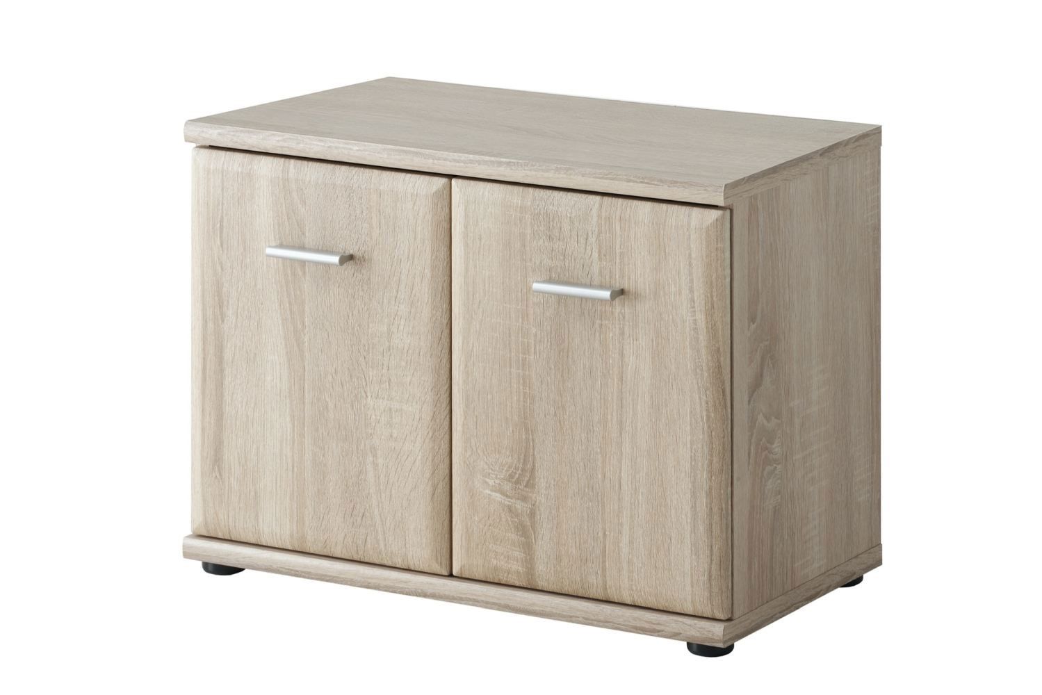 Shoe cabinet / bench with two compartments Bratteli 13, Colour: Sonoma Oak - Measurements: 46 x 60 x 32 cm (H x W x D)
