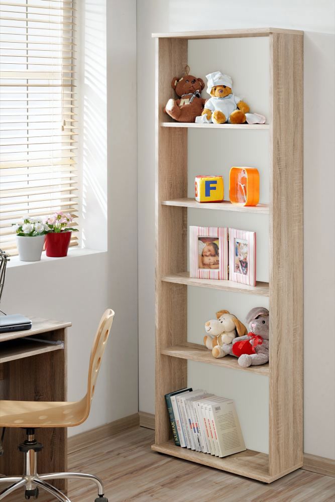 Bookcase with five compartments Velle 08, Colour: Sonoma Oak - Measurements: 175 x 59 x 25 cm (H x W x D)