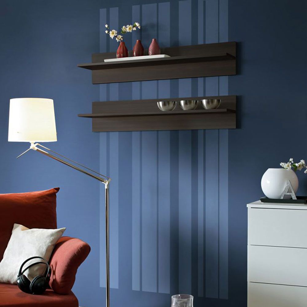 Set of 2 wall shelves Salmeli 38, color: black - Dimensions: 20 x 100-120 x 20 cm (H x W x D), shelf adjustable up to 20 cm in both directions