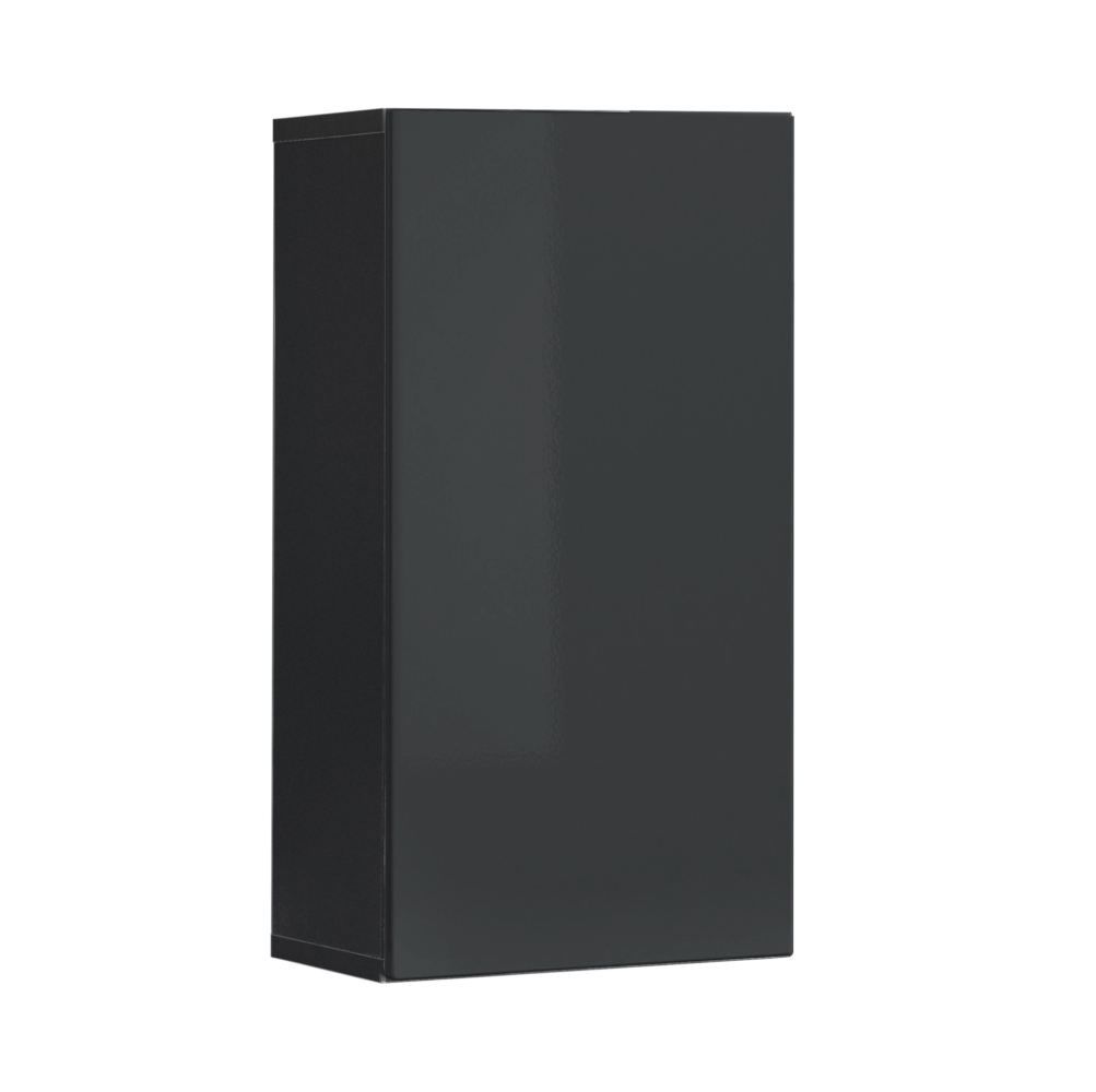 Wall cabinet with two compartments Möllen 03, color: grey - Dimensions: 60 x 30 x 25 cm (H x W x D), with push-to-open function