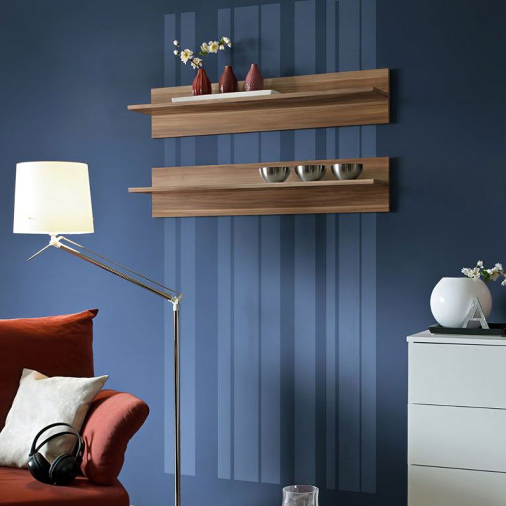 Two wall shelves Salmeli 37, color: brown - Dimensions: 20 x 100-120 x 20 cm (H x W x D), shelf adjustable up to 20 cm in both directions