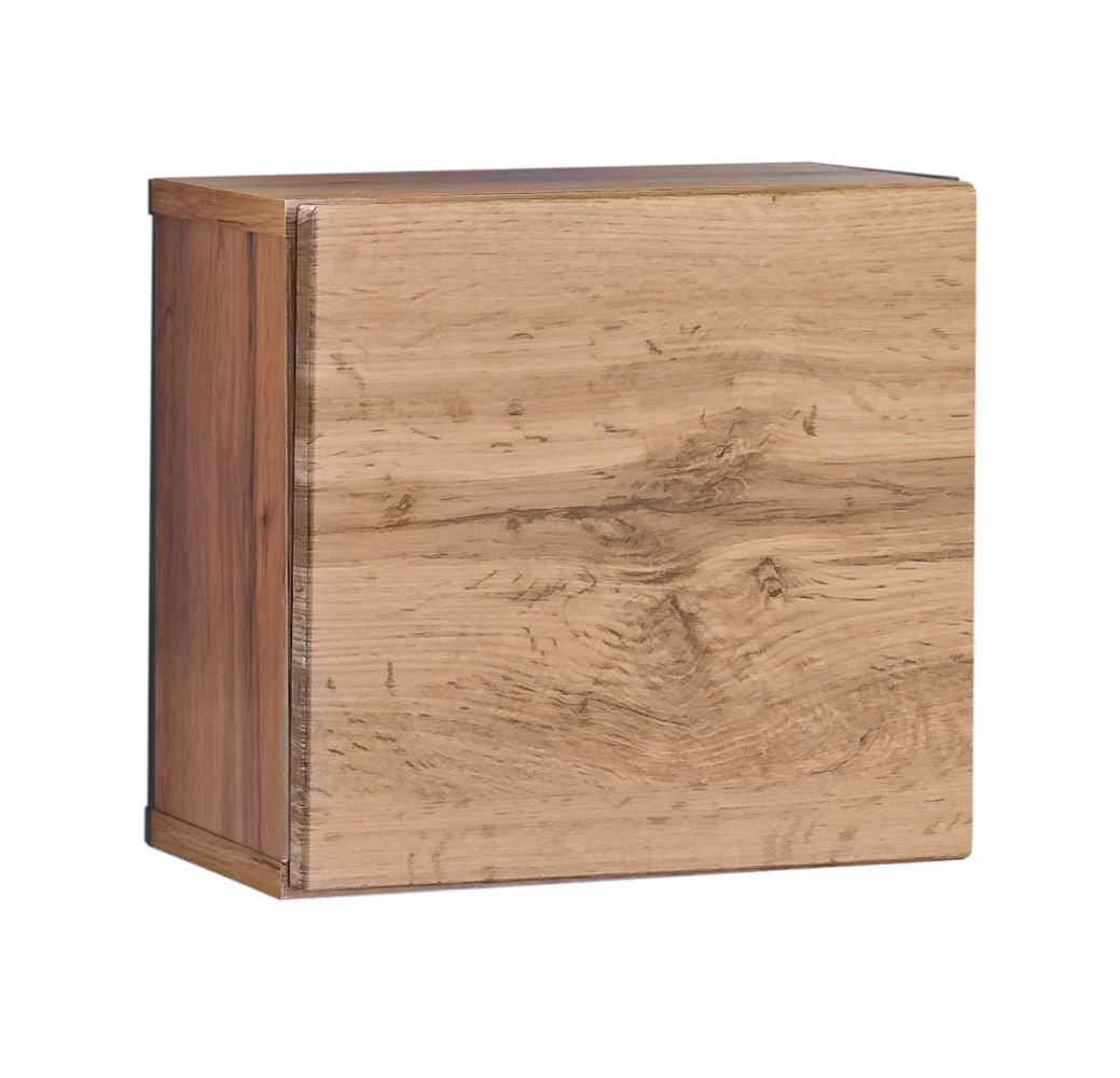 Elegant wall cabinet with push-to-open function Möllen 08, color: oak Wotan - Dimensions: 30 x 30 x 25 cm (H x W x D)