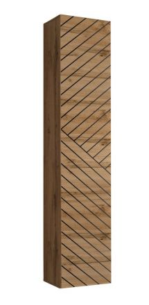 Wall cabinet with three compartments Kongsvinger 01, color: Wotan oak - Dimensions: 180 x 30 x 30 cm (H x W x D), with push-to-open system