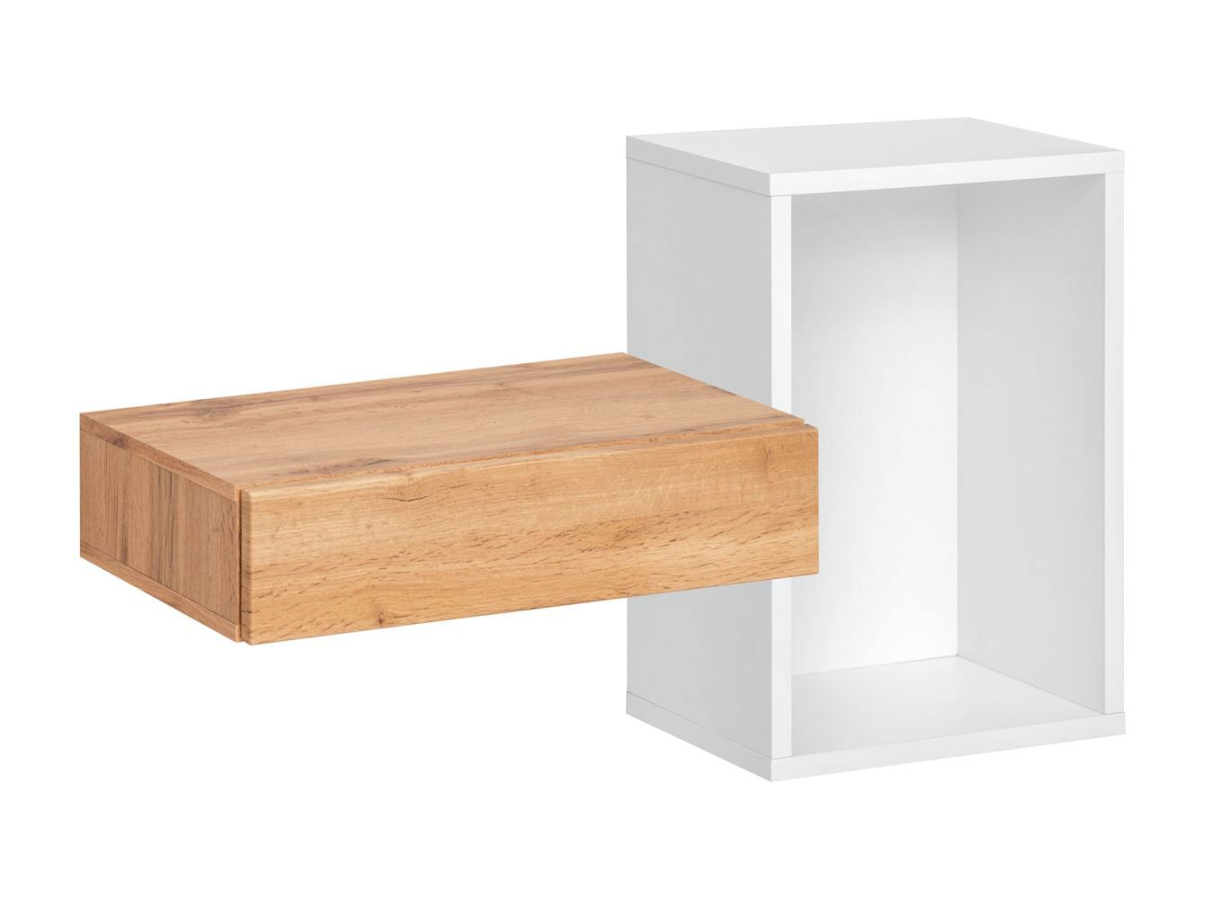 Hanging shelf with drawer Pollestad 07, color: oak Wotan / white - dimensions: 60 x 100 x 30 cm (H x W x D)