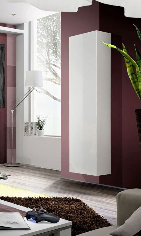 Bright wardrobe Raudberg 10, color: white - Dimensions: 170 x 40 x 29 cm (H x W x D), with push-to-open function