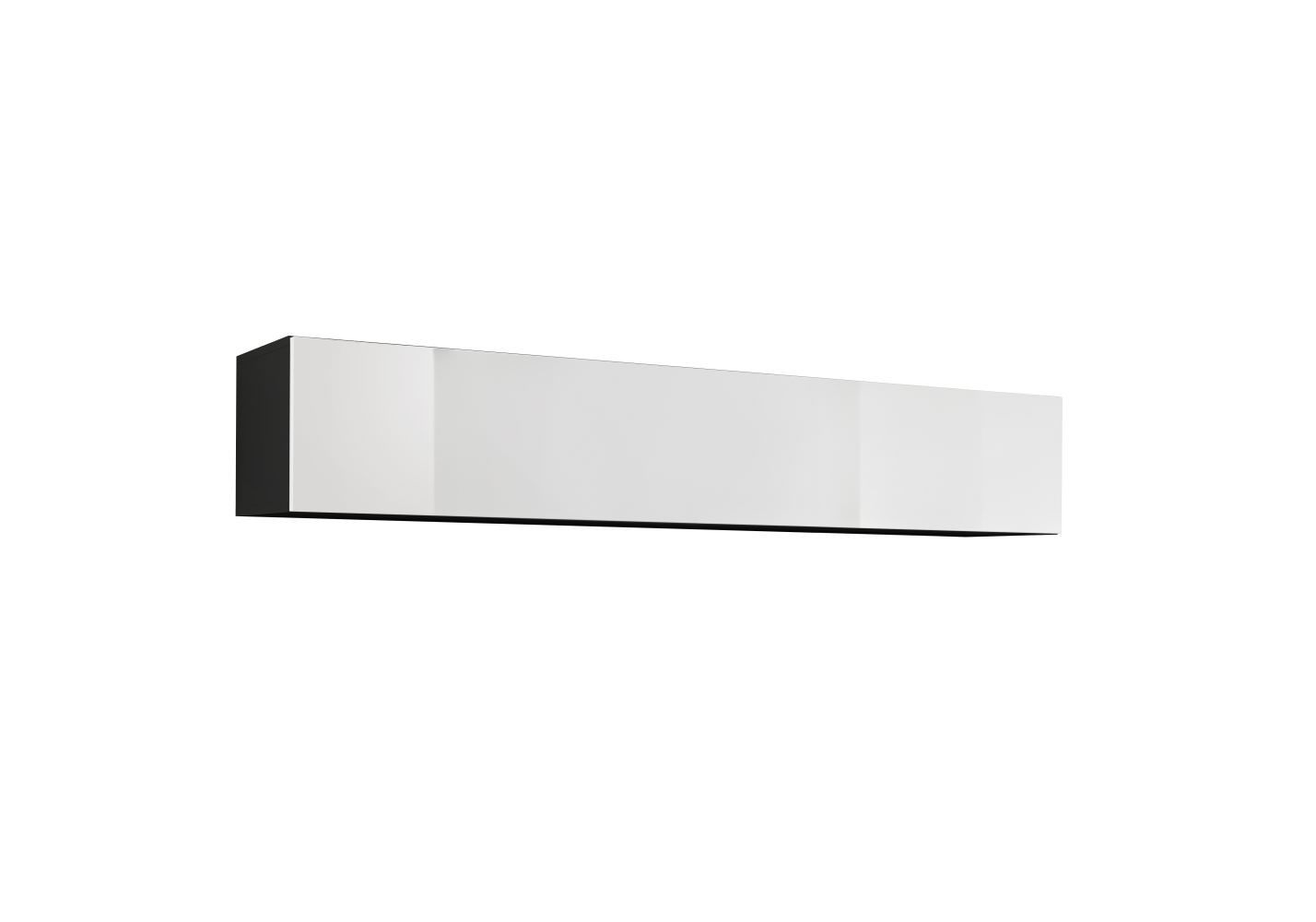 Elegant wall cabinet Raudberg 35, color: white / black - Dimensions: 30 x 160 x 29 cm (H x W x D), with two compartments