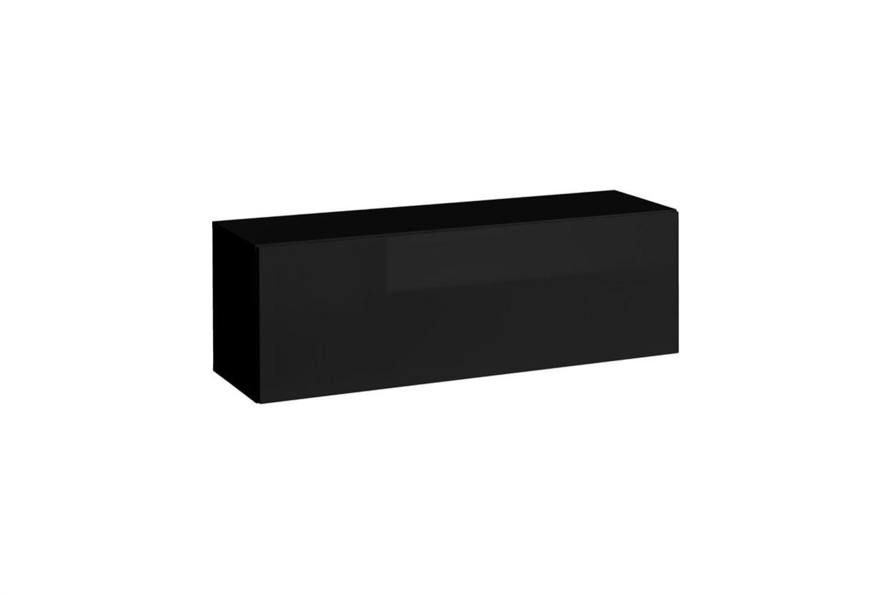 Modern wall cabinet Trengereid 11, Colour: Black - Measurements: 35 x 105 x 32 cm (H x W x D), with two compartments.