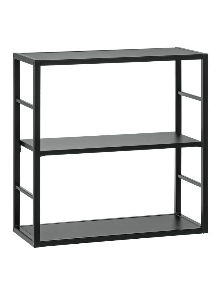 Square Bookcase with two compartments Nodeland 03, Colour: Black - Measurements: 60 x 60 x 25 cm (H x W x D).