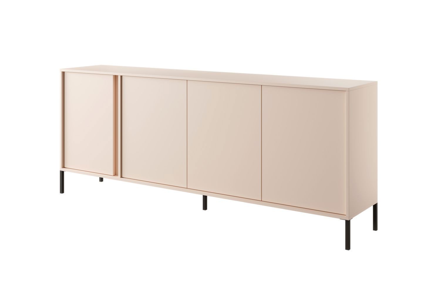 Long chest of drawers with ample storage space Zaghouan 08, color: Beige - Dimensions: 81.5 x 202.9 x 39.5 cm (H x W x D)