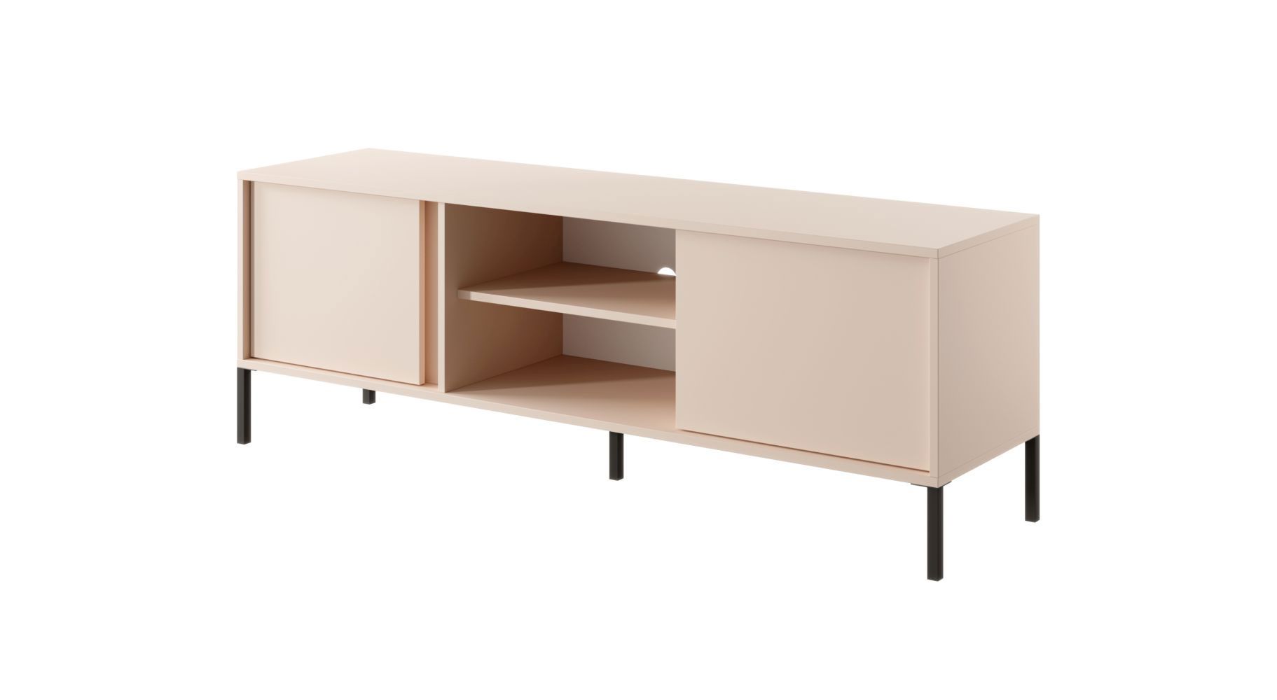 Small TV cabinet with two doors Zaghouan 10, Color: Beige - Dimensions: 53.5 x 153 x 39.5 cm (H x W x D)