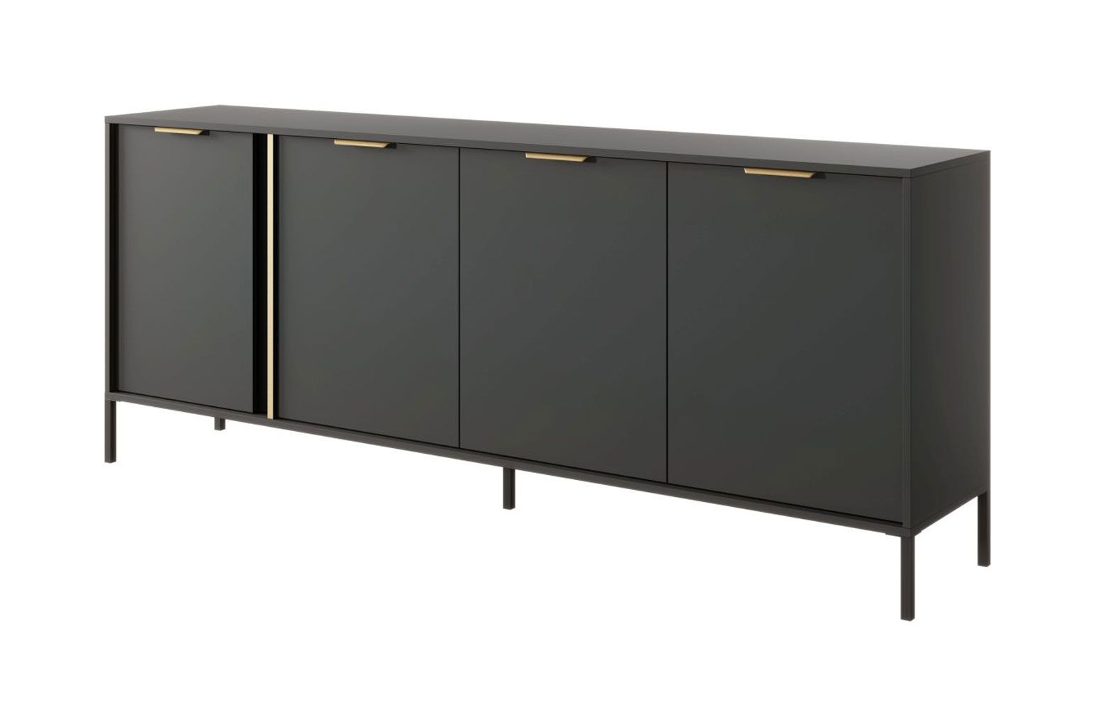 Long sideboard with ample storage space Raoued 05, color: anthracite - Dimensions: 81 x 203 x 39.5 cm (H x W x D)