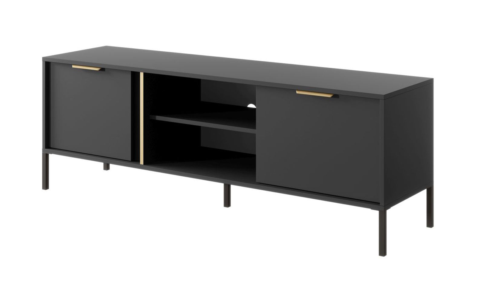 TV cabinet with two doors Raoued 07, color: anthracite - Dimensions: 53 x 153 x 39.5 cm (H x W x D)