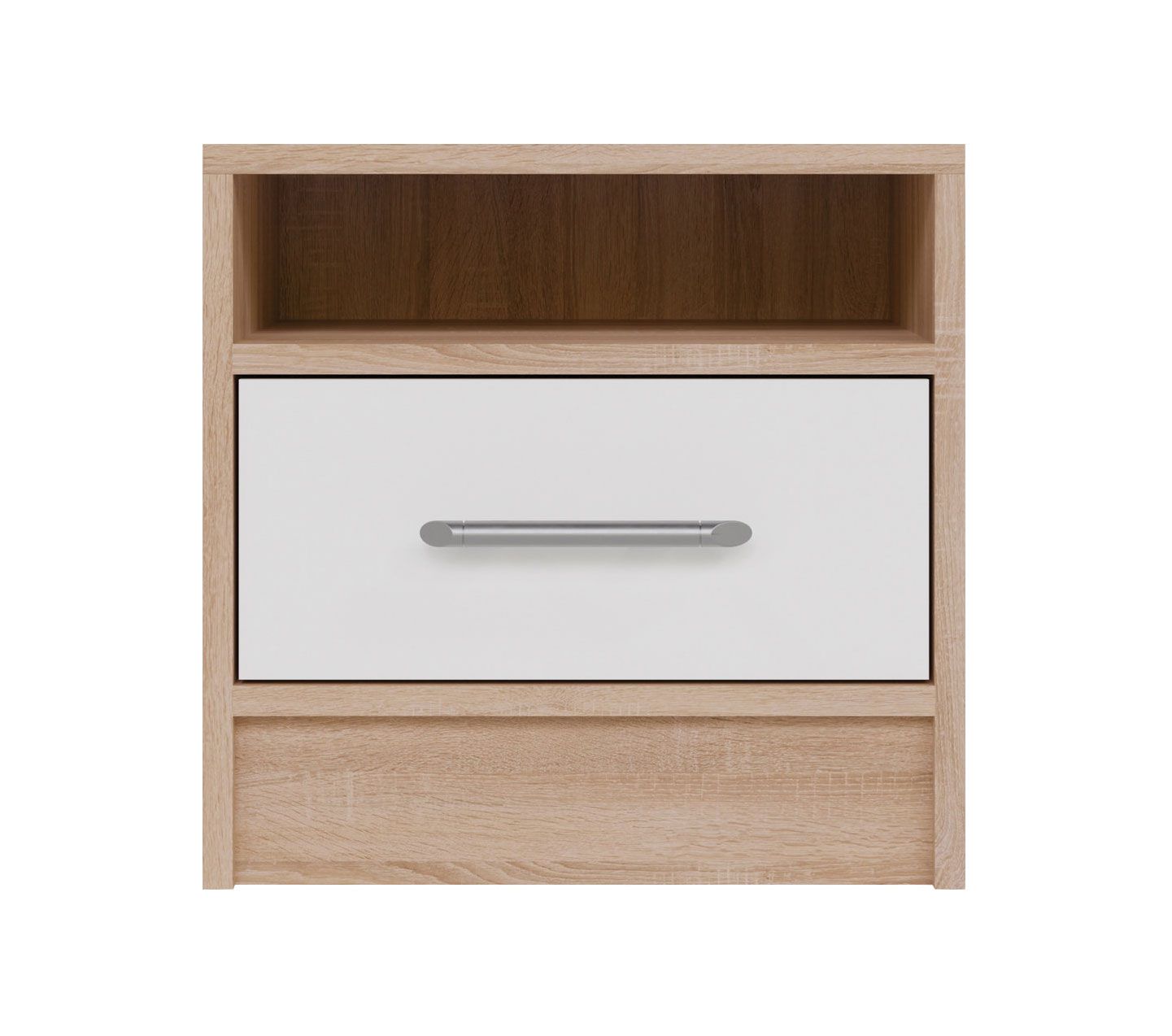 Hannut 17 bedside cabinet, color: white / oak - Dimensions: 40 x 40 x 35 cm (H x W x D)
