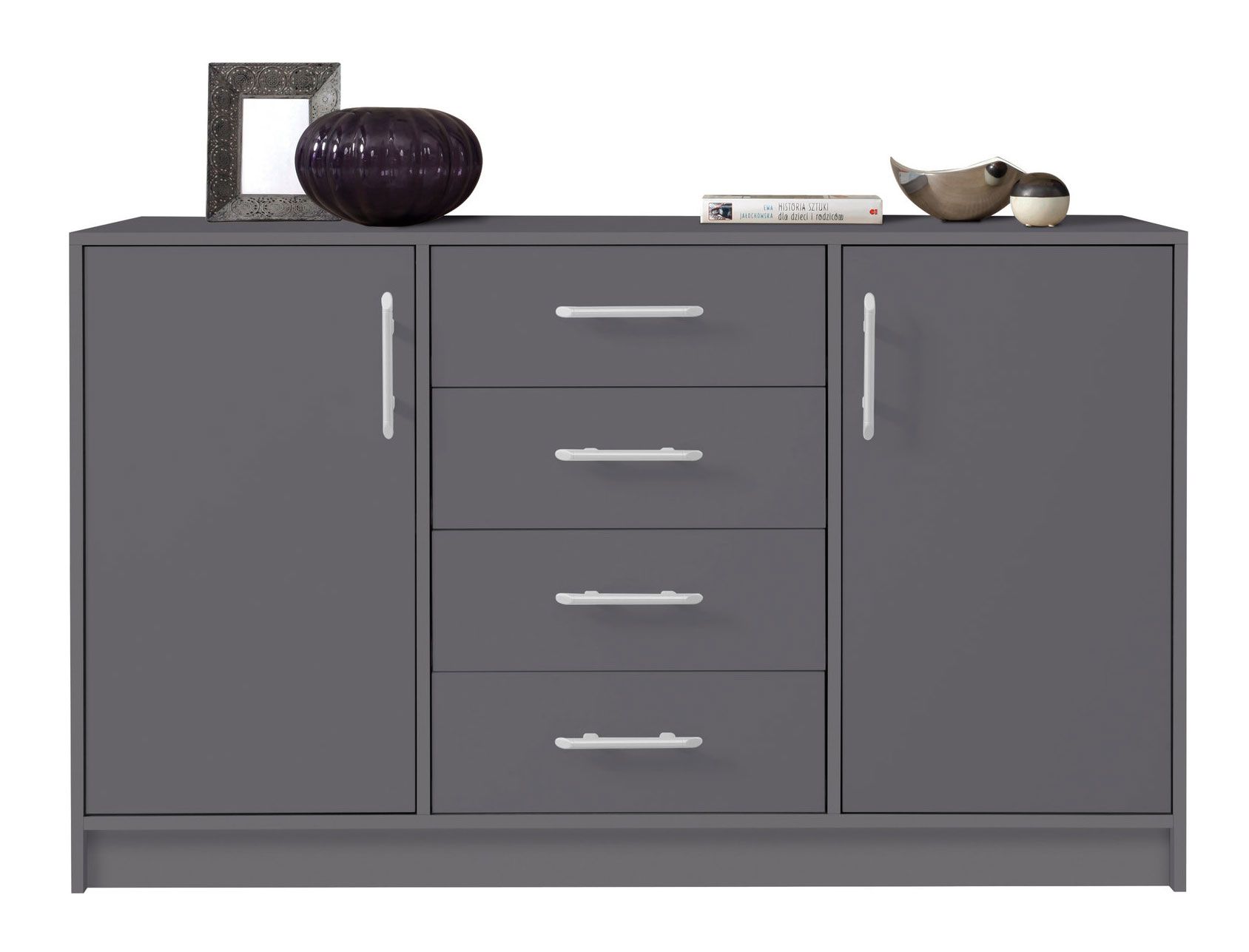 Simple sideboard Hannut 48, color: anthracite - Dimensions: 84 x 140 x 40 cm (H x W x D)