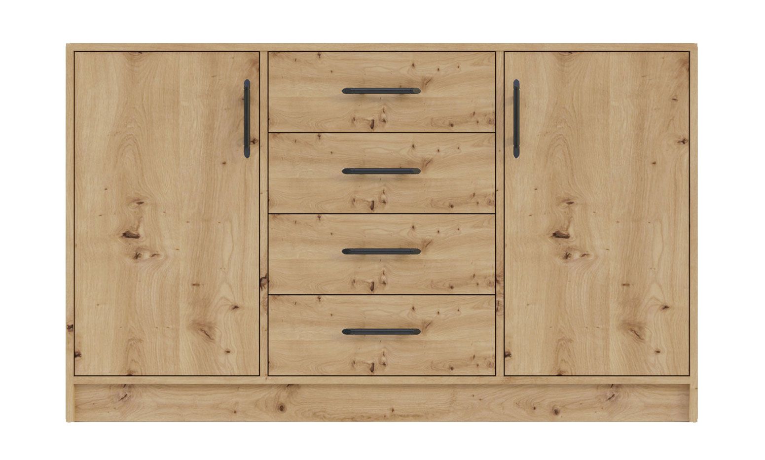 Sideboard with four drawers Hannut 31, color: Artisan oak - Dimensions: 84 x 140 x 40 cm (H x W x D)