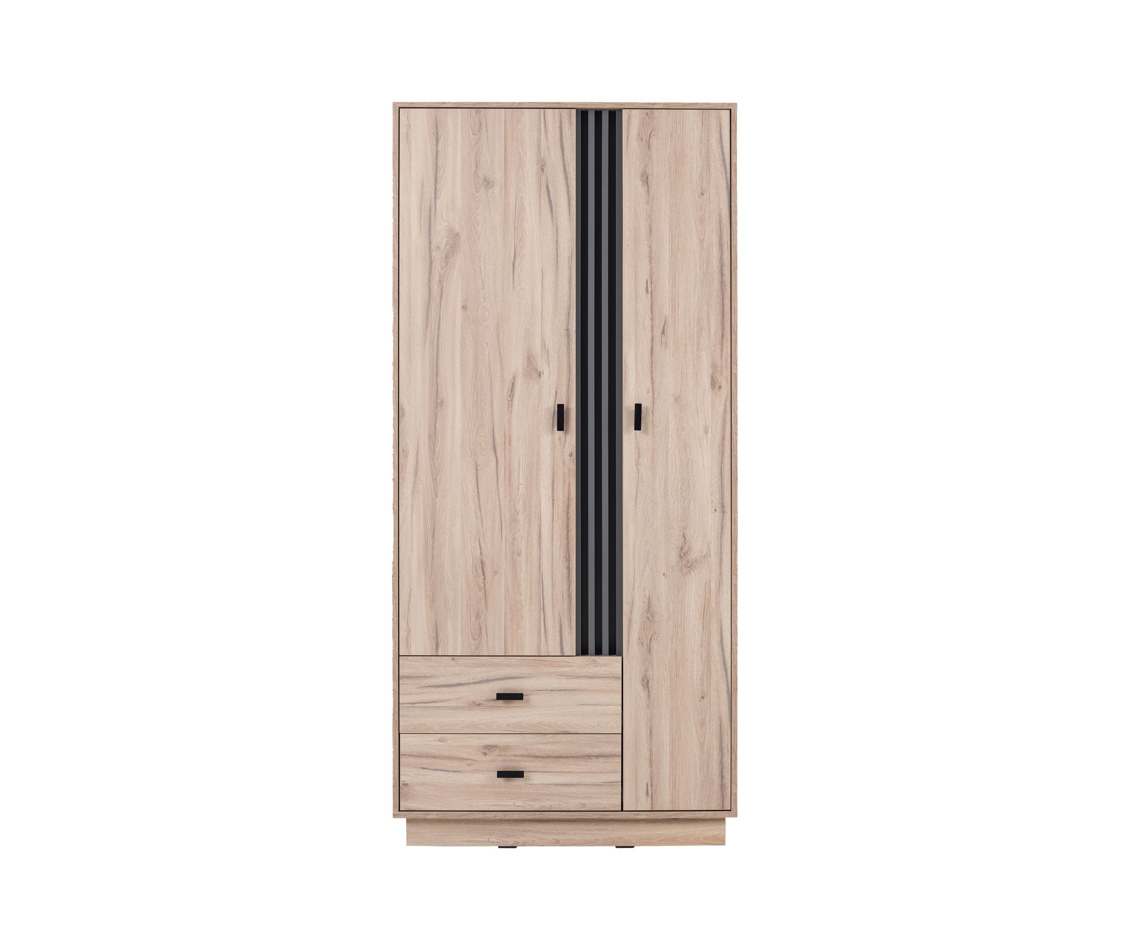 Simple cabinet Niel 02, color: oak / anthracite - Dimensions: 195 x 90 x 50 cm (H x W x D)
