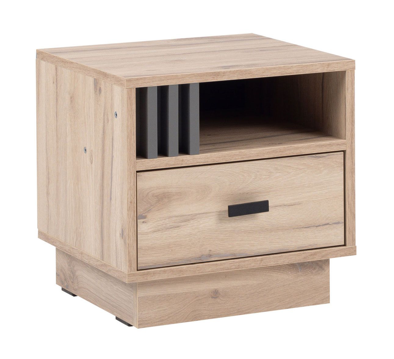 Bedside chest of drawers for bed extension left Niel 20, color: oak / anthracite - Dimensions: 40 x 40 x 36 cm (H x W x D)