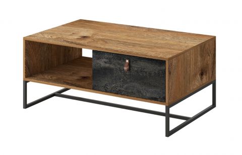 Coffee table Linthouse 03, Colour: Dark Brown Oak / Grey - Measurements: 68 x 104 x 44 cm (H x W x D)