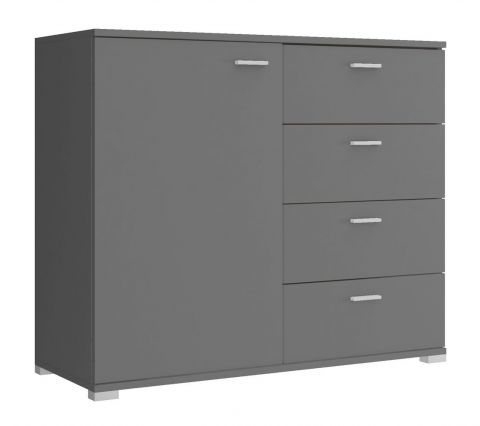 Chest of drawers with simple design Lowestoft 06, Colour: Grey - Measurements: 85 x 100 x 40 cm (H x W x D), with four drawers.