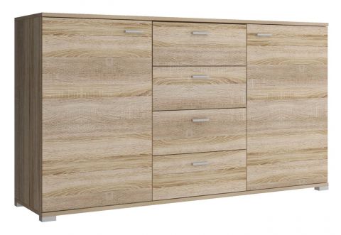 Modern chest of drawers with four drawers Lowestoft 02, Colour: Sonoma Oak - Measurements: 85 x 150 x 40 cm (H x W x D).