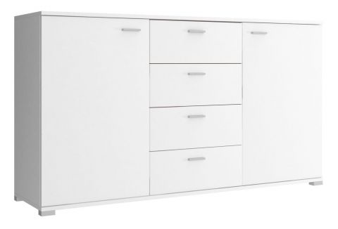 Chest of drawers with simple design Lowestoft 01, Colour: White - Measurements: 85 x 150 x 40 cm (H x W x D).