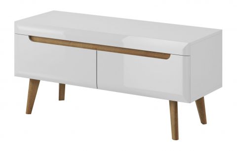 TV base cabinet Cathcart 03, Colour: oak riviera / white - measurements: 50 x 107 x 40 cm (H x W x D), with two drawers.