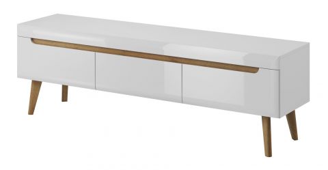 TV base cabinet with three drawers Cathcart 04, Colour: Oak Riviera / White - Measurements: 50 x 160 x 40 cm (H x W x D).