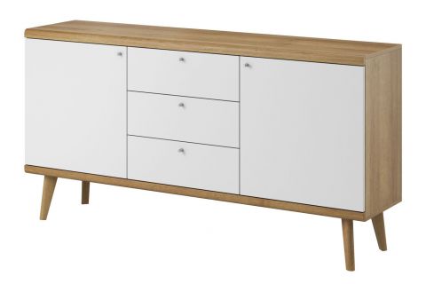 Chest of drawers Maryhill 06, Colour: Oak Riviera / White - Measurements: 83 x 160 x 40 cm (H x W x D)