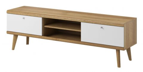 Maryhill 04 TV base cabinet, Colour: Oak Riviera / White - Measurements: 50 x 160 x 40 cm (H x W x D)