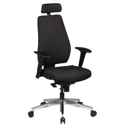 Office chair with headrest Apolo 61, color: black / chrome, height-adjustable backrest