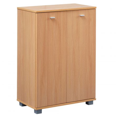 Space-saving shoe cabinet Apolo 148, color: beech / grey, with four compartments - Dimensions: 90 x 60 x 35 cm (H x W x D)