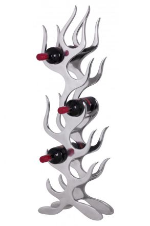 Wine rack in flame design Apolo 167, color: silver - Dimensions: 94 x 32 x 14 cm (H x W x D), made of solid aluminum polished to a high gloss