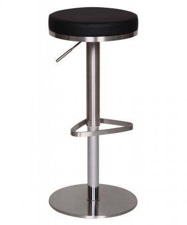 Height-adjustable bar stool Apolo 175, color: black / chrome, with lavishly upholstered seat