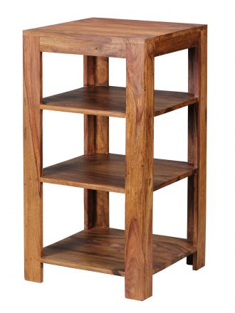 Small shelf made of Sheesham solid wood, color: Sheesham - Dimensions: 80 x 44 x 44 cm (H x W x D), with 3 compartments