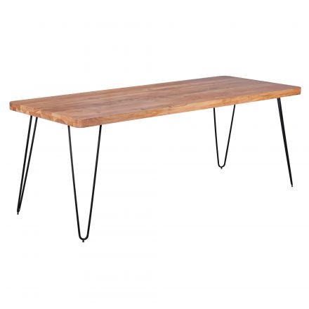 Solid wood dining table with hairpin legs Marimonos 05, Color: Sheesham / Black - Dimensions: 80 x 120 cm (W x D), Handmade & high quality workmanship