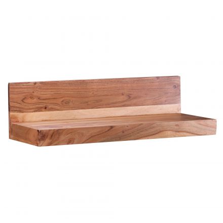 Wall shelf with unique grain made of solid acacia wood, color: acacia - Dimensions: 17 x 60 x 23 cm (H x W x D), handcrafted