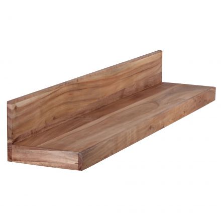 Real wood wall shelf, color: acacia - Dimensions: 17 x 110 x 24 cm (H x W x D), handmade from solid acacia wood