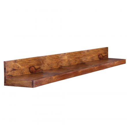 Long wall shelf made of Sheesham solid wood, color: Sheesham - Dimensions: 17 x 160 x 24 cm (H x W x D), with natural wood grain
