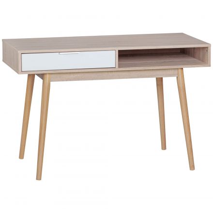 Desk in Scandinavian style, color: Sonoma / white - Dimensions: 79 x 55 x 120 cm (H x W x D), with drawer & compartment