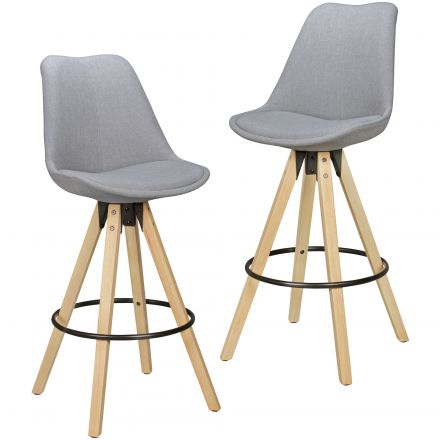 Scandinavian stool, color: oak / grey, footrest & anti-slip pads
