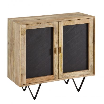 Chest of drawers / sideboard, color: anthracite / mango, semi-solid - Dimensions: 75 x 80 x 35 cm (H x W x D)